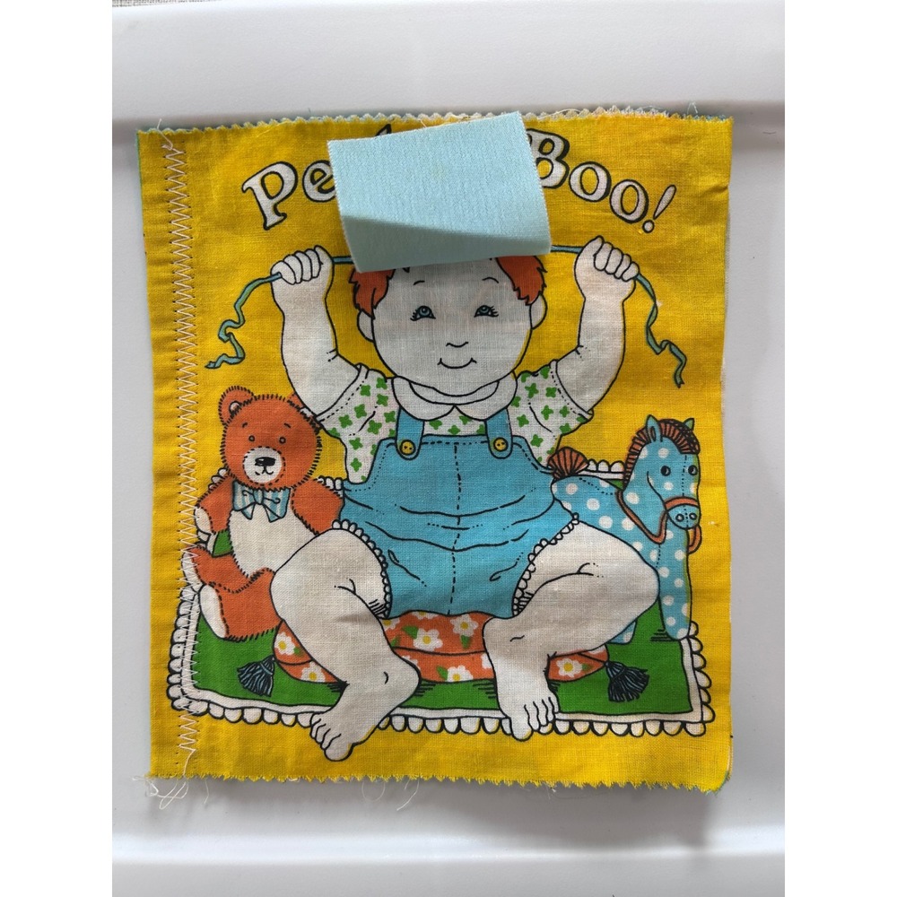 Little Simon Peek-a-Boo Cloth Book Pages Baby OS Yellow Vintage 1982 Durrell